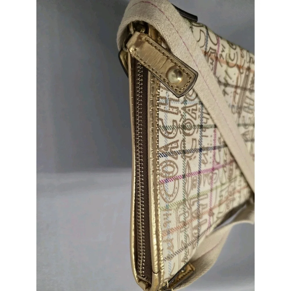 COACH Gold 7x8x1in Signature Graffiti F42239 PVC Small Crossbody w/out BagCharm